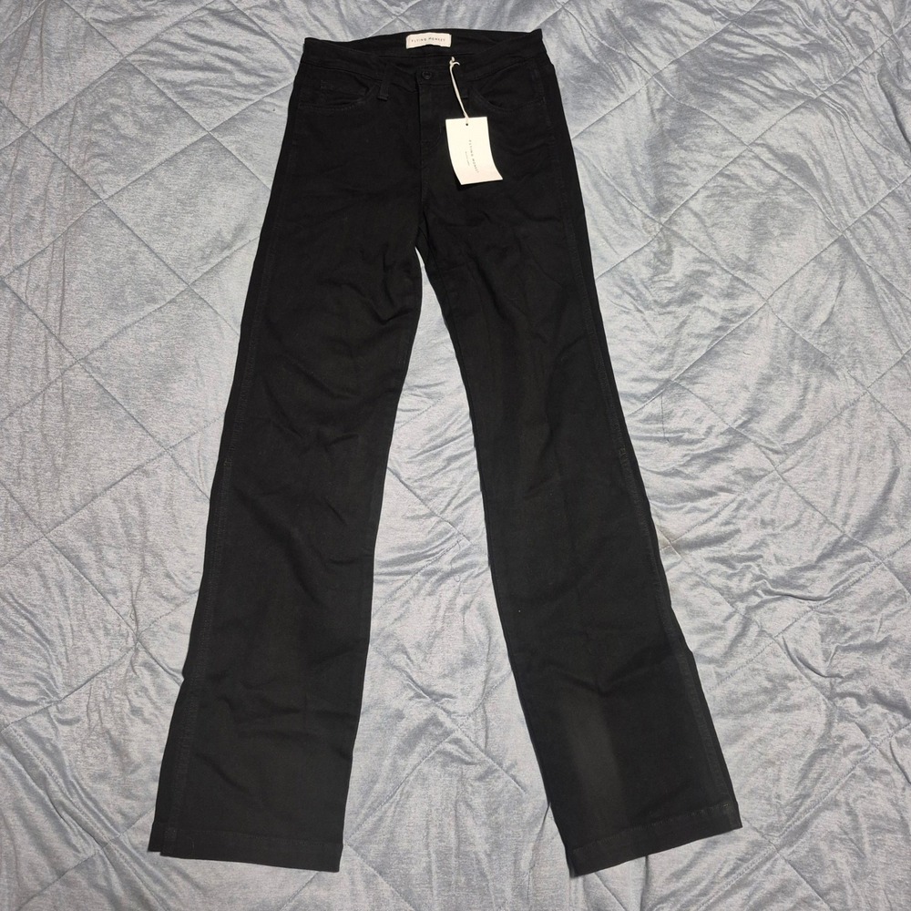 Flying Monkey Black Label Women Jeans 25 Black Straight Leg Slit Hem Y2556 NWT